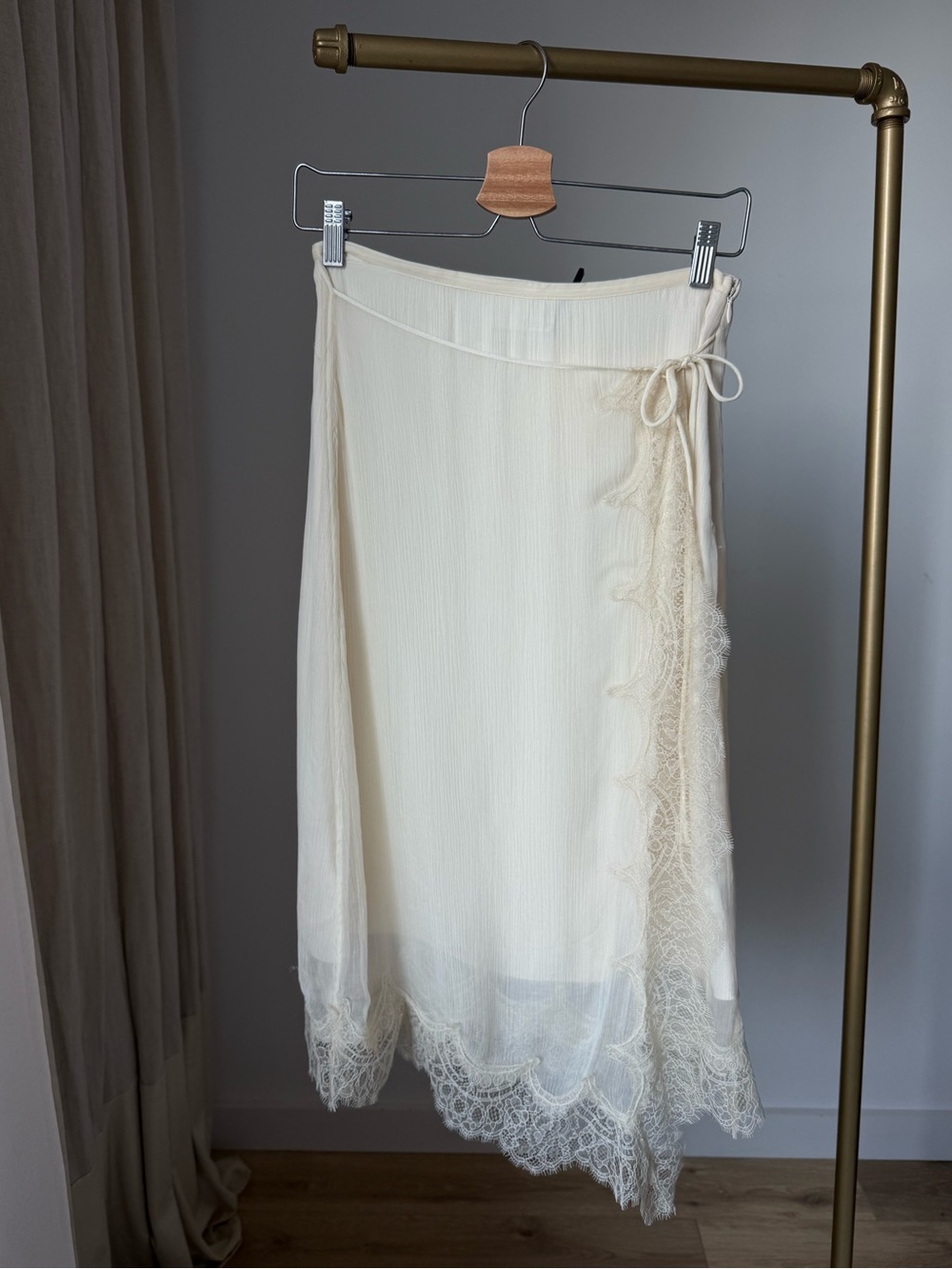 NWT Zara ZW Collection Lace Pareo Skirt Oyster-White, XS - Picture 2 of 15
